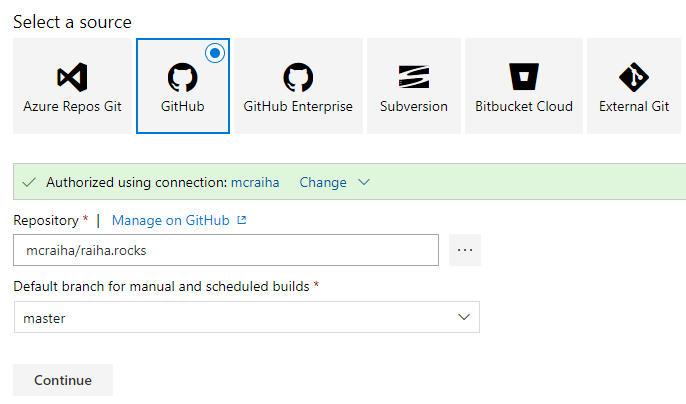 Azure DevOps ja GitHub