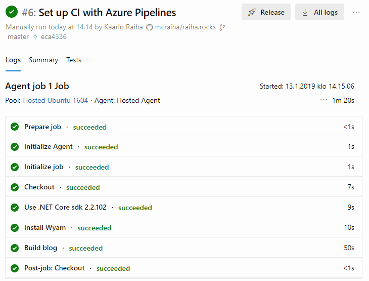 Azure DevOps ja build läpi