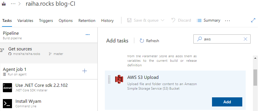 Azure DevOps ja AWS S3 Upload