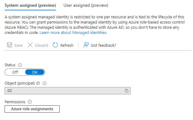 System assigned managed identity