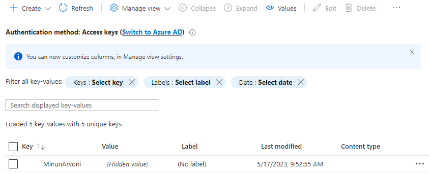 App Configuration Keys