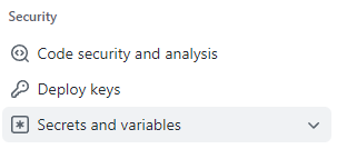 GitHub secrets and variables