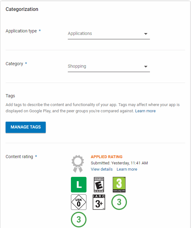 Google Play sovelluksen kategoria