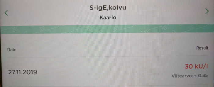 S -IgE koivu