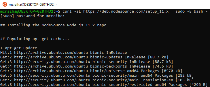 Node install start